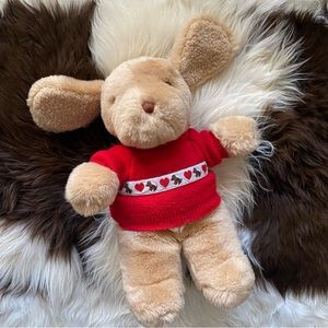 GUND “Tender Puppy” Vintage 1985 Plush with Red Heart Dog Print Sweater